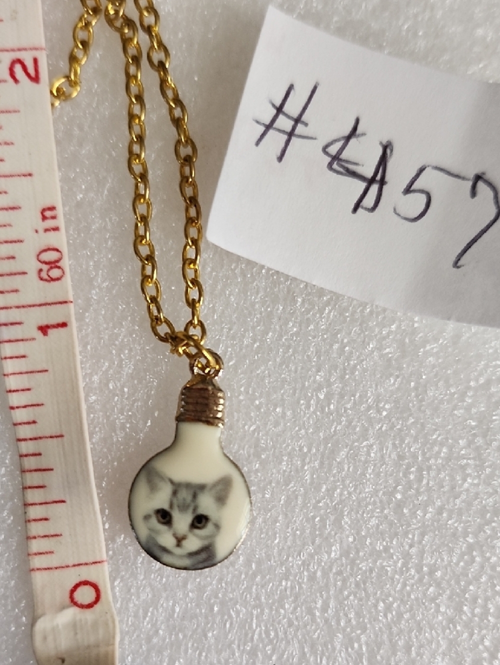 Hand Crafted Gold-Tone Necklace with White Cat Charm - Picture 2 of 9